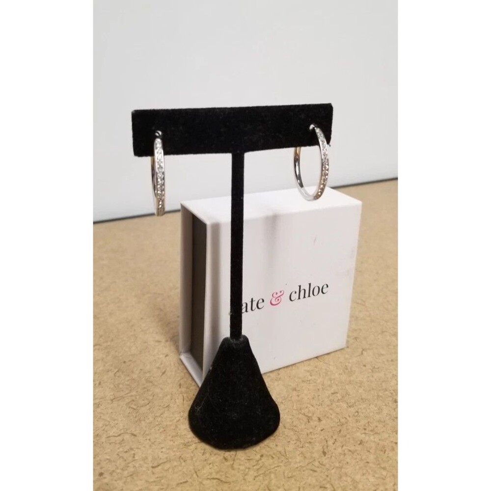 JT1 Cate & Chloe Bianca Earrings DE20013ER Silver Tone Crystal Hoop Huggie NIB